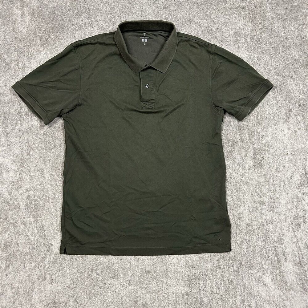 Uniqlo x Tomas Maier Polo Shirt Mens Large Green Cotton Nylon Short Sleeve Casua